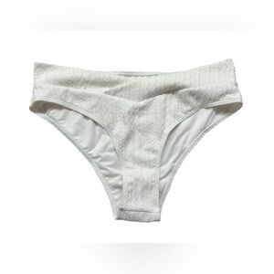 ZAFUL white high waist cheeky bikini swim bottoms size Large design fabric NWT